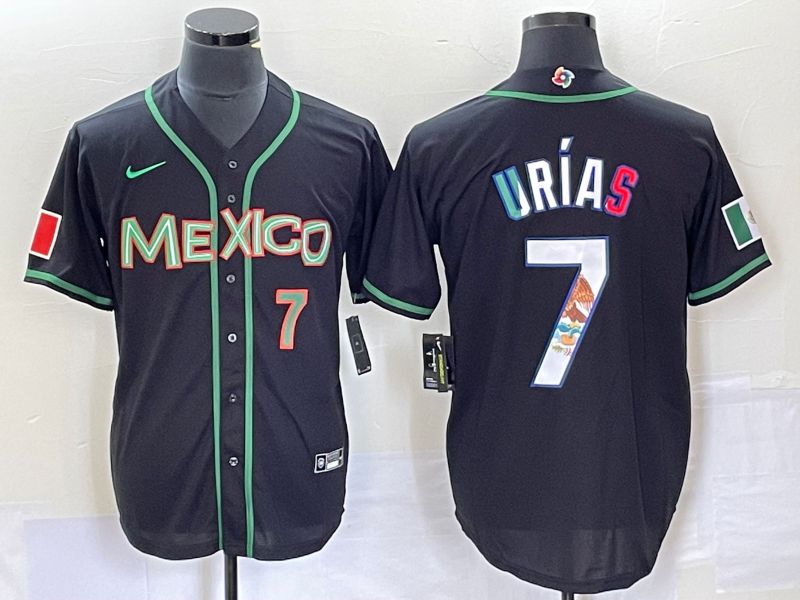 Men 2023 World Cub Mexico #7 Urias Black white Nike MLB Jersey4